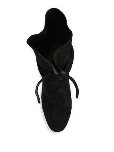 Shop Alexandre Birman Betsy Suede Wraparound Tie Block Heel Booties In Black