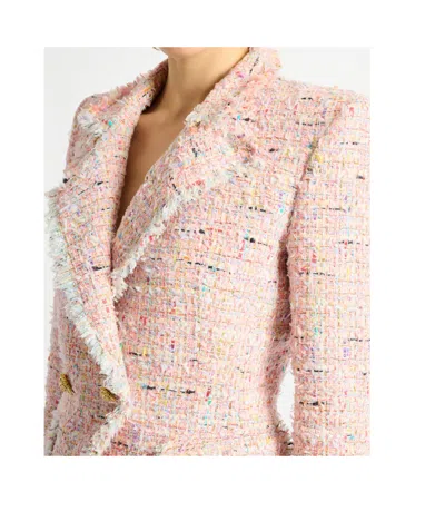 Balmain Tweed Jacket With 2 Buttons In Pink