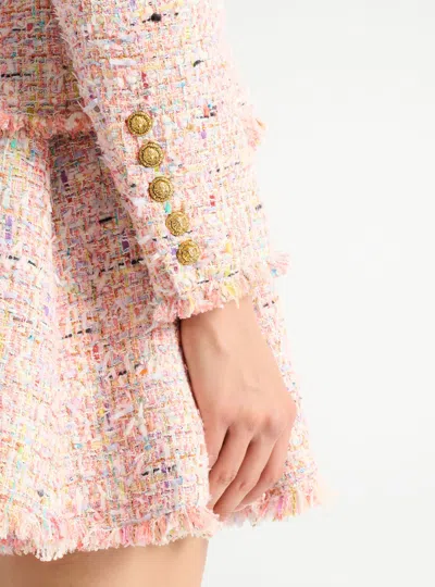 Balmain Tweed Jacket With 2 Buttons In Pink