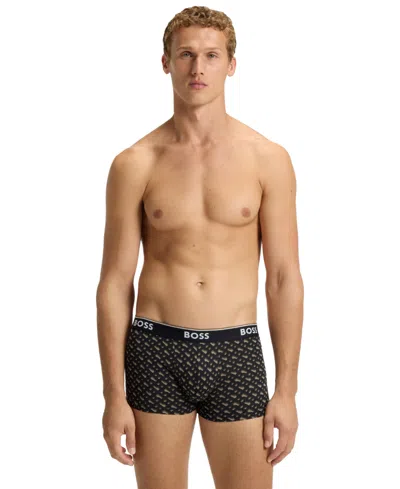 Hugo Boss Patterned Logo Boxers Pack Of Three In Multi