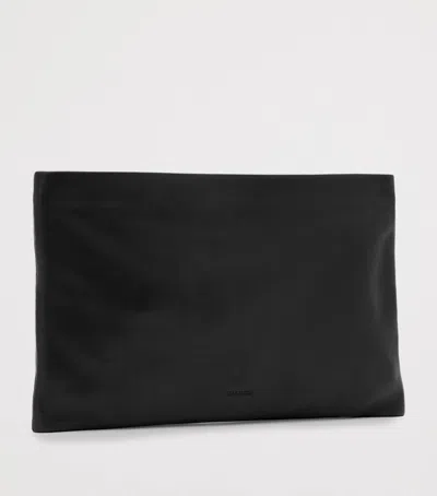 Allsaints Leather Bettina Large Leather Clutch Bag In Black