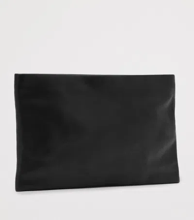 Allsaints Leather Bettina Large Leather Clutch Bag In Black