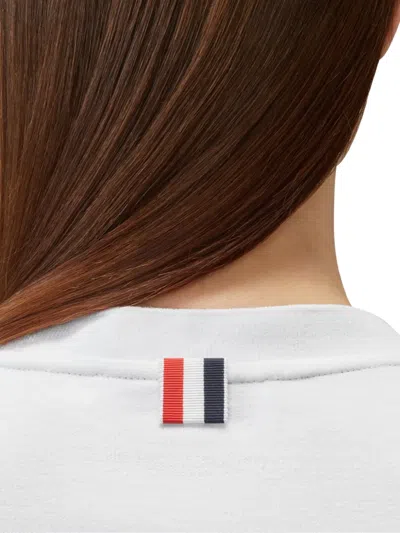 Thom Browne Short Sleeve Sailboat Embroidered Tee In White
