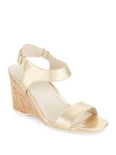 Kenneth Cole Izzy Metallic Wedge Sandals In Gold