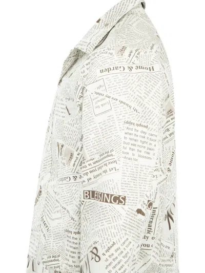 Engineered Garments Newspaper-print Type 5 Denim Jacket In White