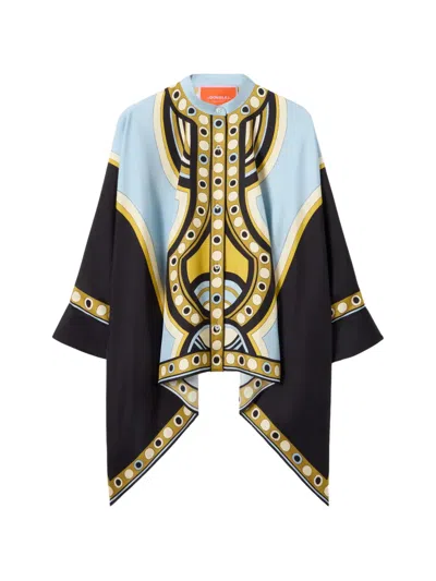 La Doublej Foulard Geometric-print Shirt In Black