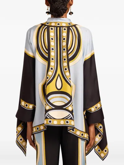 La Doublej Foulard Geometric-print Shirt In Black