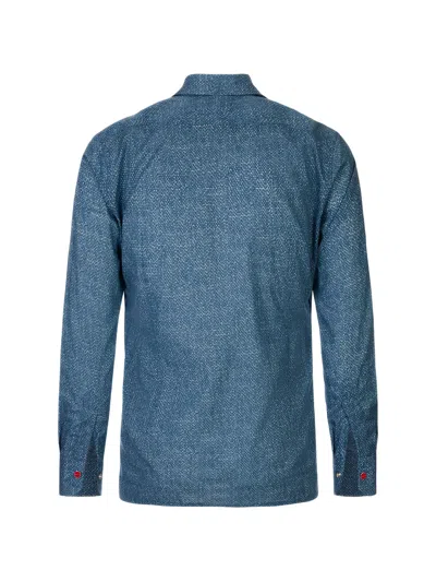 Kiton Patterned-print Button-up Shirt In Blue