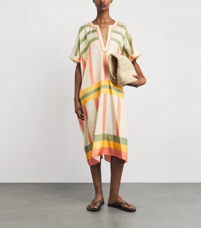 Eres Silk Stripe Ice Midi Kaftan In Multi