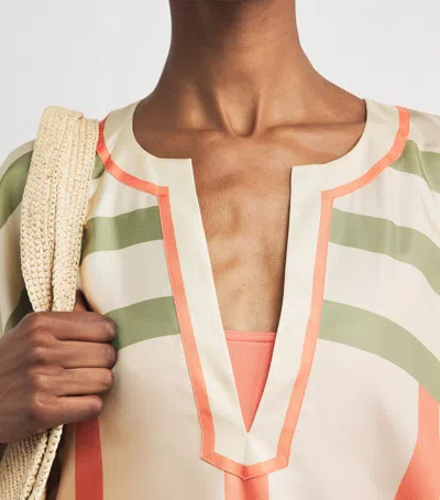 Eres Silk Stripe Ice Midi Kaftan In Multi
