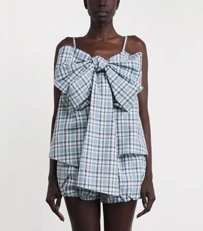 Acne Studios Tanessa Checked Cotton Blouse In Blue
