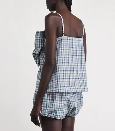 Acne Studios Tanessa Checked Cotton Blouse In Blue