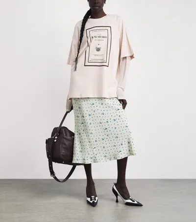 Acne Studios Womens Warm Beige Layered Graphic Book Print Cotton-jersey T-shirt In Multi