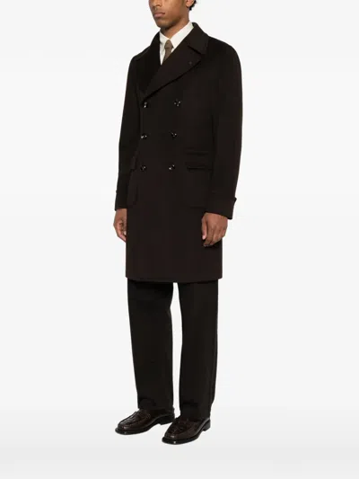 Tagliatore Double-breasted Coat In Brown
