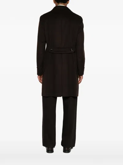 Tagliatore Double-breasted Coat In Brown