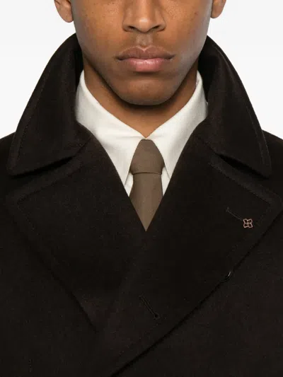 Tagliatore Double-breasted Coat In Brown