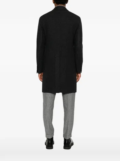 Tagliatore Double-breasted Check-pattern Coat In Gray