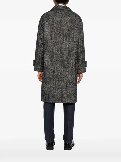 Tagliatore Herringbone-pattern Button-fastening Coat In Gray