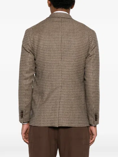 Tagliatore Houndstooth-pattern Single-breasted Blazer In Brown