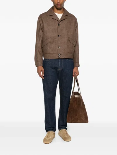Tagliatore Houndstooth-pattern Button-up Jacket In Brown