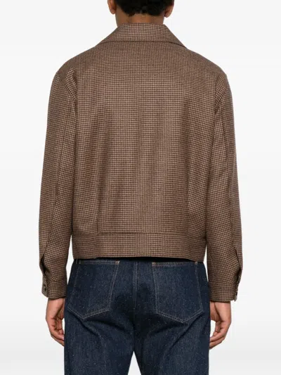 Tagliatore Houndstooth-pattern Button-up Jacket In Brown