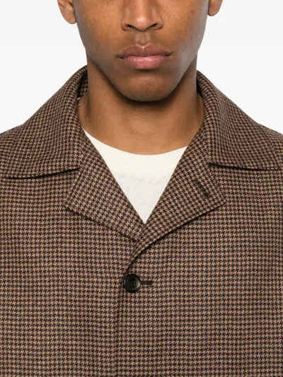 Tagliatore Houndstooth-pattern Button-up Jacket In Brown
