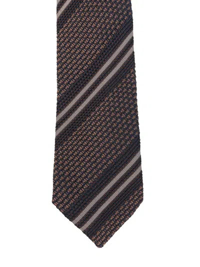 Tagliatore Diagonal-stripe Waffle-knit Tie In Multi
