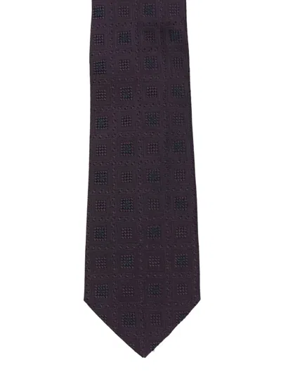 Tagliatore Geometric-patterned Jacquard Tie In Purple
