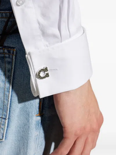 Ferragamo Gancini Diamond-patterned Cufflinks In Multi