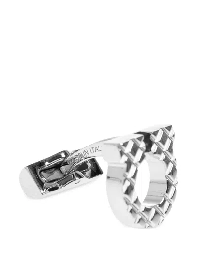 Ferragamo Gancini Diamond-patterned Cufflinks In Multi
