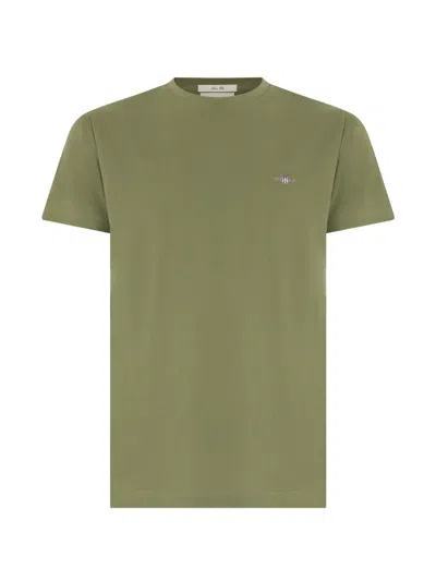 Gant Mens Regular Fit Short Sleeve Shield Logo T-shirt In Green