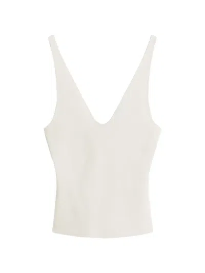 Scanlan Theodore Ribbed-knit V-neck Tank Top In White