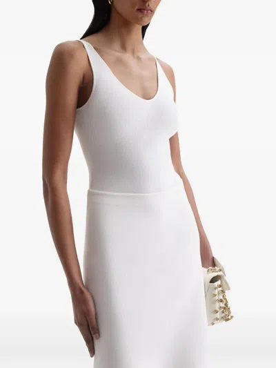 Scanlan Theodore Ribbed-knit V-neck Tank Top In White