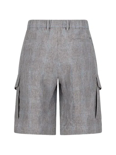Herno Plaid-pattern Cargo Shorts In Gray