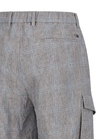 Herno Plaid-pattern Cargo Shorts In Gray