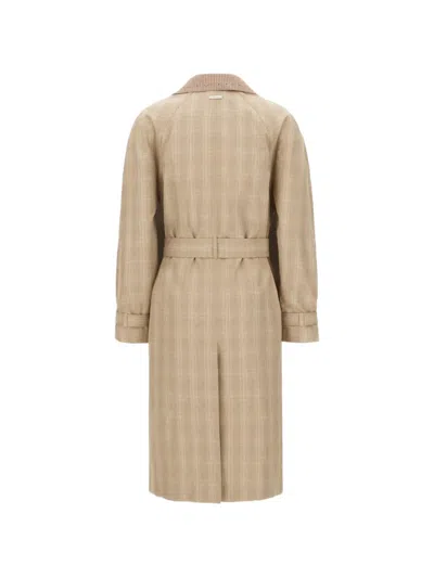 Iceberg Check-pattern Belted Coat In Neutral