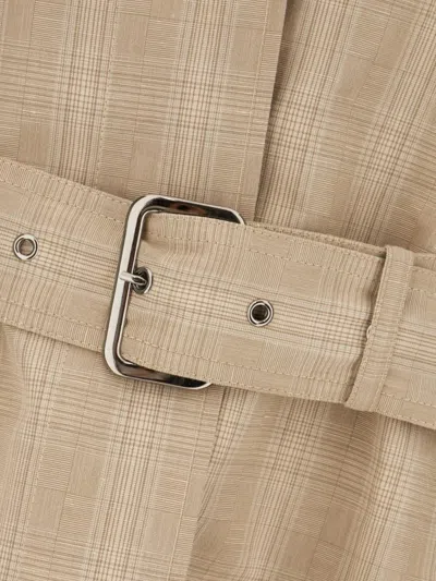 Iceberg Check-pattern Belted Coat In Neutral
