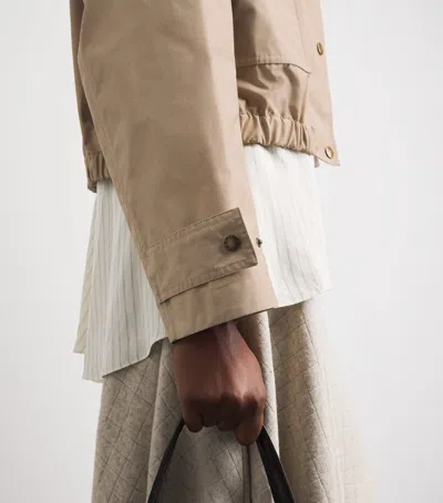 Moncler Carex Cropped Hooded Cotton-blend Poplin Jacket In Neutral