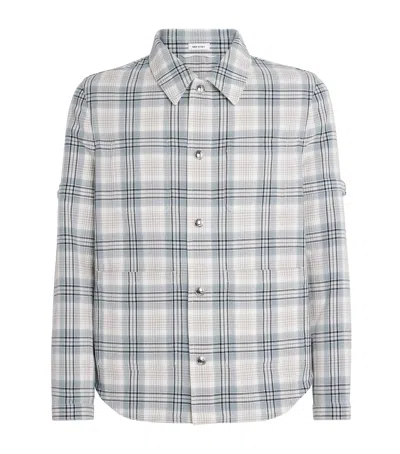 Thom Browne Plaid Armband Cotton Blend Utility Jacket In White