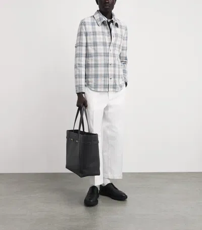 Thom Browne Plaid Armband Cotton Blend Utility Jacket In White