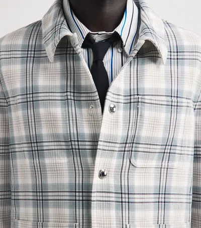 Thom Browne Plaid Armband Cotton Blend Utility Jacket In White