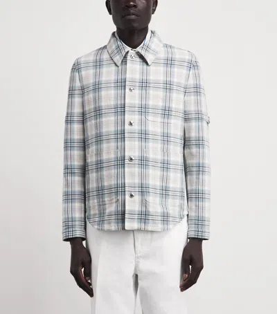 Thom Browne Plaid Armband Cotton Blend Utility Jacket In White
