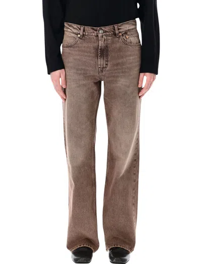 Our Legacy Denim Trousers Faded Effect Belt Loops Five Pockets In Brown
