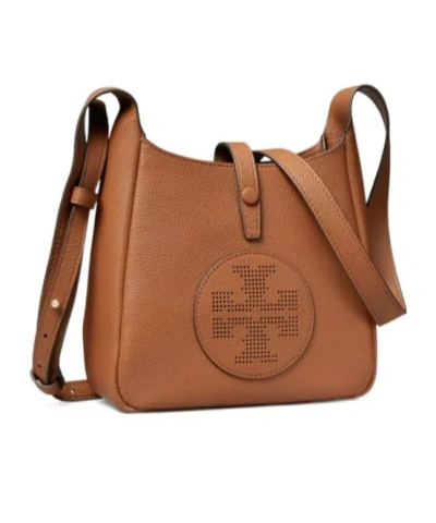 Tory Burch Perforated-logo Leather Cross Body Bag In Brown