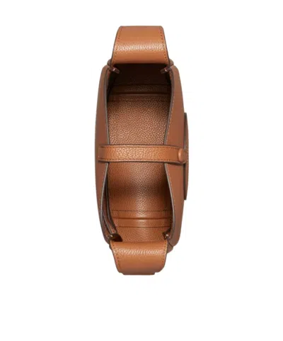 Tory Burch Perforated-logo Leather Cross Body Bag In Brown