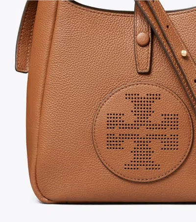 Tory Burch Perforated-logo Leather Cross Body Bag In Brown