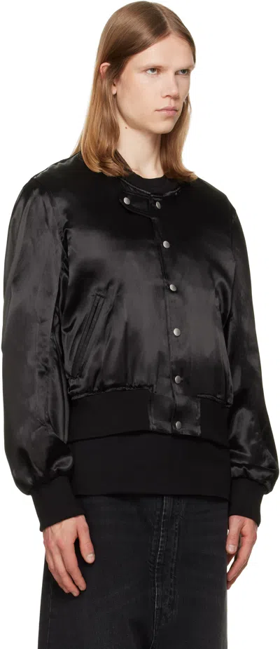 Jkeefer Hampton Satin Varsity Jacket In Black