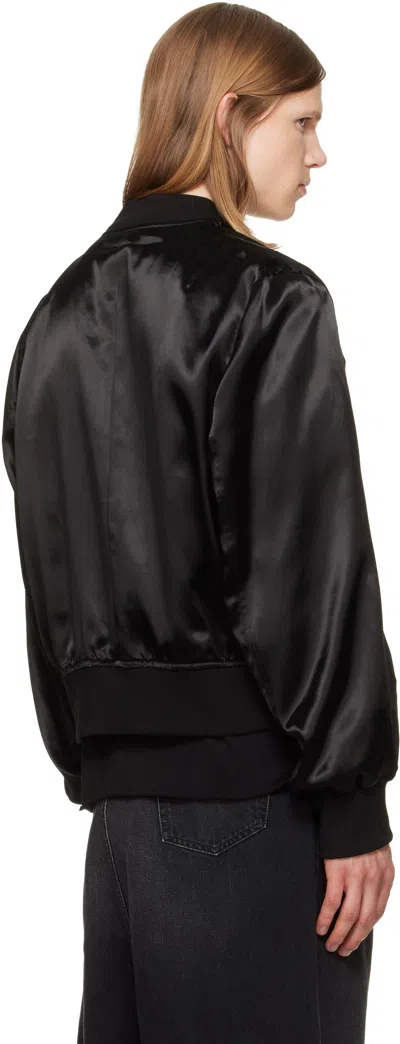 Jkeefer Hampton Satin Varsity Jacket In Black