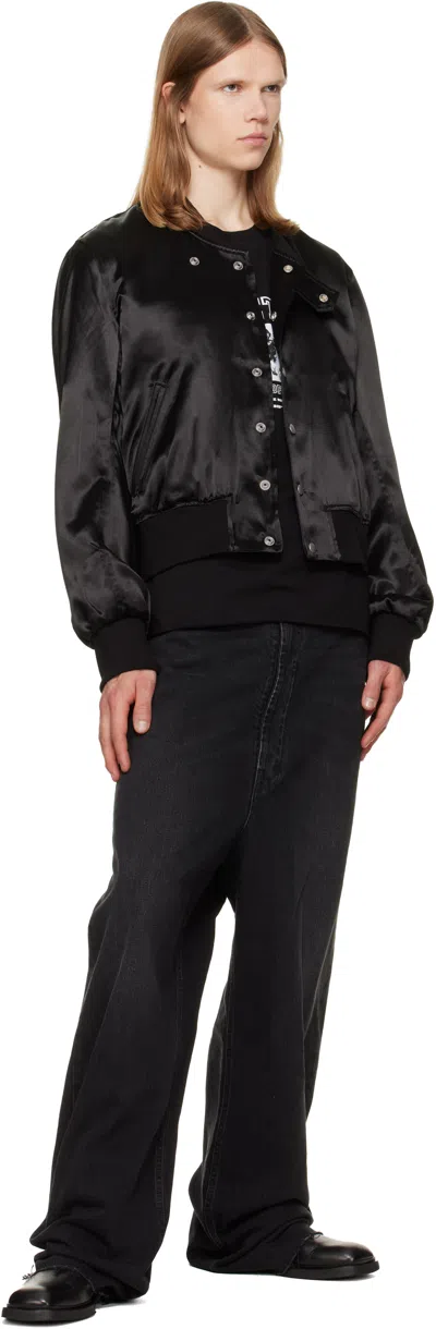 Jkeefer Hampton Satin Varsity Jacket In Black