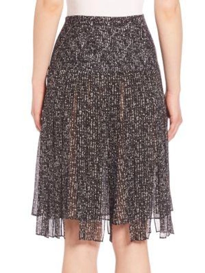 Shop Michael Kors Frilled Silk Skirt In Slate Multi